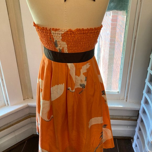 Coral Orange Silk Anthropologie Cranes Sundress - Picture 2 of 2